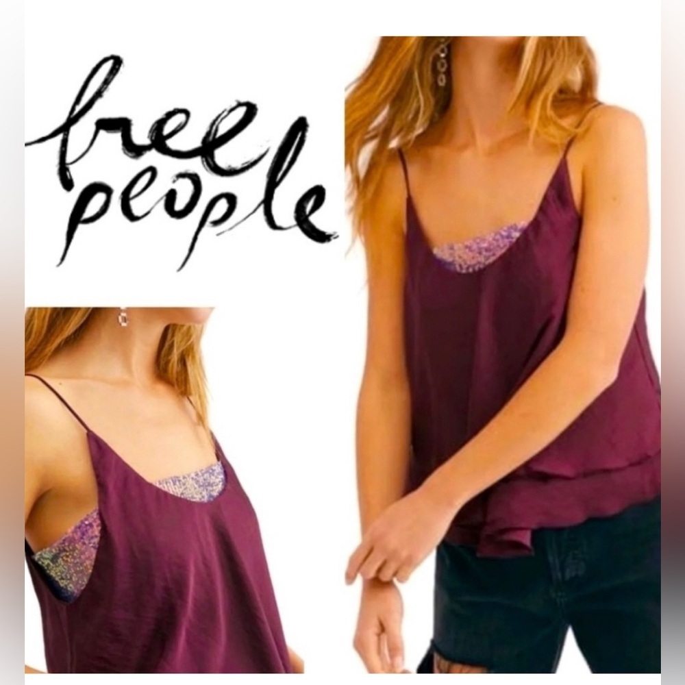 Free People “Turn it On” Cami
Tank Size Medium Plum Vetiver nwt